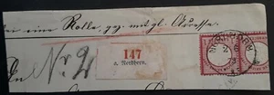 1873 Germany piece with Regstd Label & 2 x 1Gr Eagle stamps canc Nordhorn  - Picture 1 of 4
