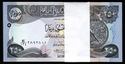 Iraq 250 Dinars 2018, BUNDLE, Pack of 100 PCS, Consecutive, UNC, P-97 NEW Sign - Image 1 of 4