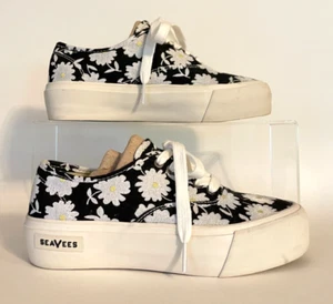 Seavees Legend Plateau bestickt schwarz Gänseblümchen Sneakers Damengröße 6 - Bild 1 von 10