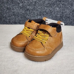NEW Carter's Every Step Luca Hiking Boots Tan Faux Laces Size 3 6-9 Months Soft - Picture 1 of 7