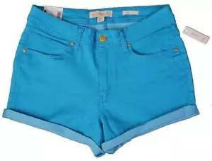 Womens Shorts Nicki Minaj Blue Mid Rise Cuffed Twill Embellished Pockets-sz 9/10 - Picture 1 of 3