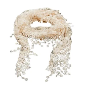 54 Inch Ivory Floral Chapel Design Veil for Church with Tassels Catholic Mass - Picture 1 of 7