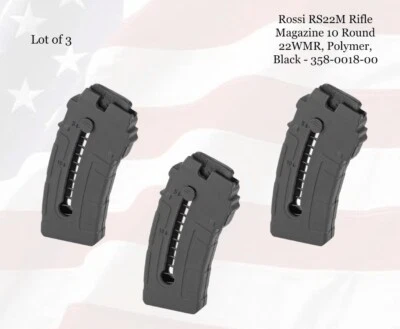 LOTE de (3) cargador de rifle Rossi RS22M 10ª 22WMR, polímero, negro - 358-0018-00 Foto 1 de 3