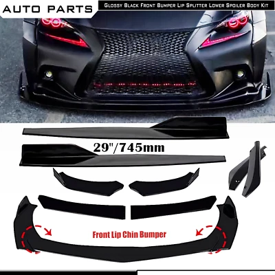 For Lexus LS460 LS500 Front Bumper Lip Splitter Lower Spoiler Gloss Black Foto 1 de 4