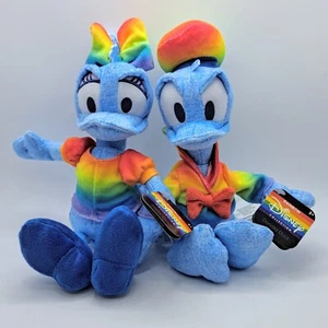 Donald and Daisy Duck Disney Rainbow LGBTQ Pride Bean Bag Plush 6” Stuffed Lot - Picture 1 of 1