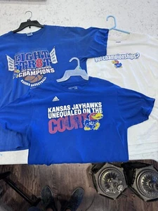 Lot 3 Kansas Jayhawks KU T-Shirt Blue Graphic Mens Xxl Basketball Big 12 - Picture 1 of 10