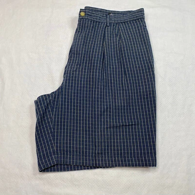 Pantalones Cortos Greg Norman Para Hombre Talla 36 Azul Marino Plisado a Cuadros Ligeros Chinos 100% Algodón  Foto 1 de 4