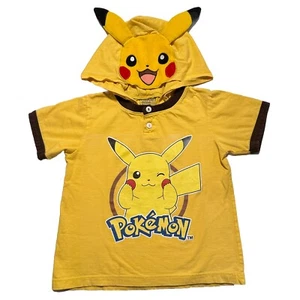 Vtg 1997 Rare Thailand Pokemon Asia Hooded T-Shirt Pikachu #25 Kids Medium 5/6 - Picture 1 of 7
