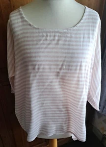 A Pink & White Striped Hi Low Top with Linen by Made in Italy Size XL - Picture 1 of 2