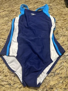 Speedo Infinity Splice One Piece Swimsuit, Girls Size 14 Deep Water NEW w/o tags - Picture 1 of 6