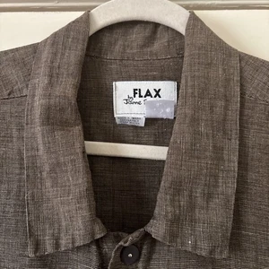 Flax Blouse 100% Linen Womens Size 3G 24/26 Brown Long Sleeve Lagenlook Top - Picture 1 of 6