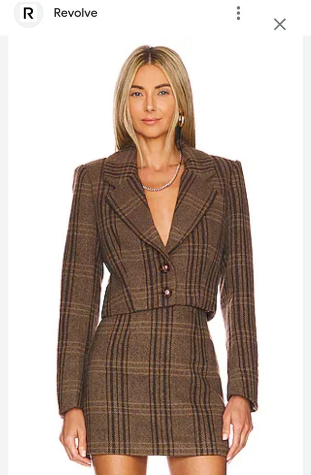 ASTR этикетка клетку укороченный блейзер коричневый чек шерсти вид куртка - Изображение 1 из 4