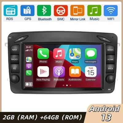 7" Android13 Autoradio Carplay NAVI Für Mercedes Benz G/C-Klasse W203 CL203 S203 - Bild 1 von 4