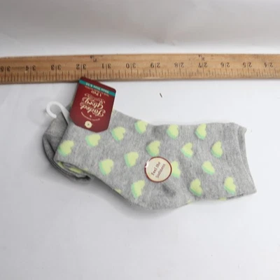 (1 par) Calcetines tobilleros para mujer descoloridos Glory grises con corazón amarillo talla 4-10 FG4514 Foto 1 de 4