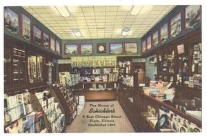 ELGIN IL - Schickler's Smokers' Supplies JEWISH INTEREST - 1937 LINEN Interior - Picture 1 of 2