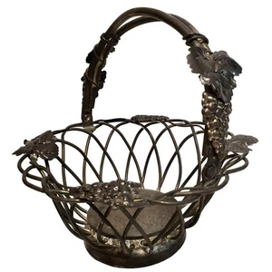 Godinger Silver Art Co Ltd. Wire Basket With Handle Grapevine Grape Leaves 11" - Imagen 1 de 12