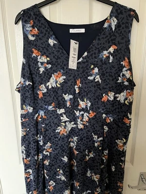 M&S Navy Floral Blend Midi Dress Size 20 New with Tags - Image 1 of 4