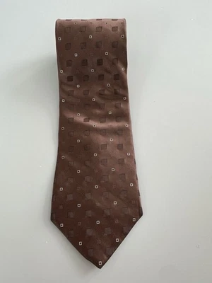 Corbata de seda tejida geométrica marrón Dkny Foto 1 de 3