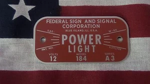 Federal Signal Older Style Model 184 Power Light Replacement Badge - Picture 1 of 1