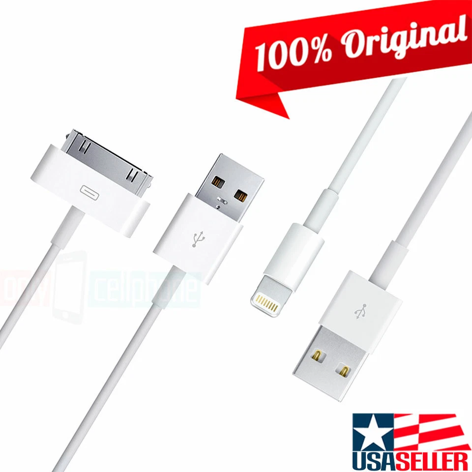 Original USB to Apple-Lightning/30-Pin Data Cable Charger for iPad 1/2/3/4/5/6/7 - Image 1 of 1