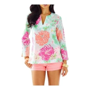 Top Lilly Pulitzer Amelia Island Estampado Floral Playa Caminar Manga 3/4 Talla XS - Imagen 1 de 10