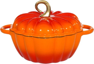 Pumpkin Dutch Oven 4.5 QT with Lid - Orange Enamel Cast Iron Cooking Pot, Shape - Image 1 of 4