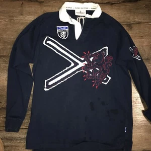 SCOTLAND Rugby Shirt Men’s LARGE RUGBY NATIONS Sewn Patch Logo Navy Blue - Picture 1 of 9