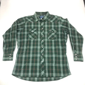 Wrangler Western " Cowboy " Pearl Snap Herren XL Langarm kariertes Hemd. Grün - Bild 1 von 7