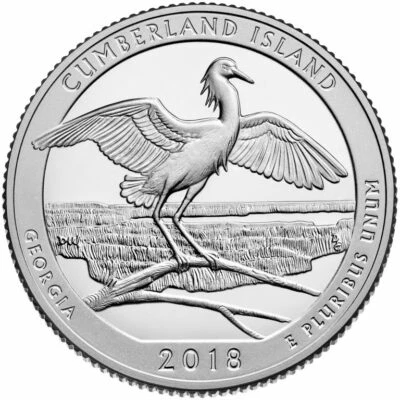 🇺🇸 US Quarter coin, USA 25 cents, Cumberland Island - Georgia, 2018 - Image 1 of 2