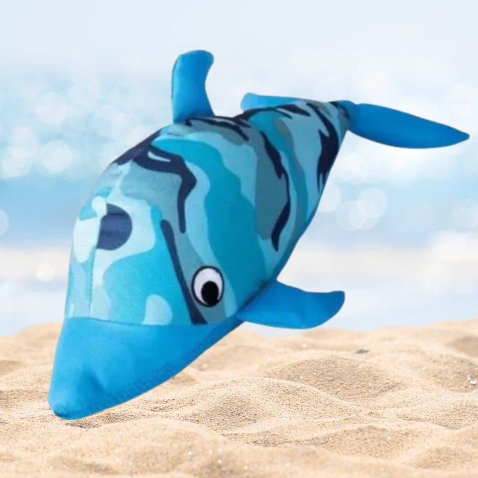 Grriggles Dog Blue Camo Dolphin Toy Toys Puppy Comfort 14" Large Tug Fetch New - Image 1 of 3