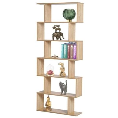BAKAJI Libreria Design Moderna Scaffale 6 Ripiani 190x80x24cm Casa Ufficio Beige