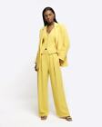 River Island Womens Yellow Crepe Wide Trousers Size 16