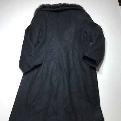 Экспресс длинное пальто куртка подростков размер 11/12 искусственного меха отделки черный шерстяная смесь - Изображение 1 из 4