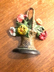 ANTIQUE HUBLEY CAST IRON FLORAL DOORSTOP HAND PAINTED - Picture 1 of 7