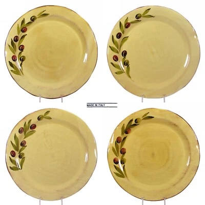 NEW Crate & Barrel CATANIA 11" Buffet Plate Set 4Pc Olive Ceramiche Alfa Italy - Image 1 of 4