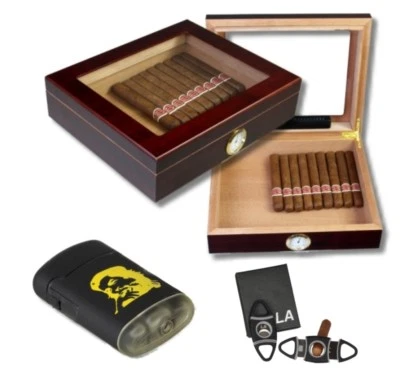 Humidor -Set Teakwood Finish Kristallglas V-240 Polymerbefeuchter, statt: 76,00€ - Bild 1 von 2