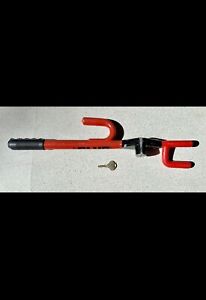 Vintage Original Red/Black CLUB Lock Steering Lock & One Key ~ EXC
