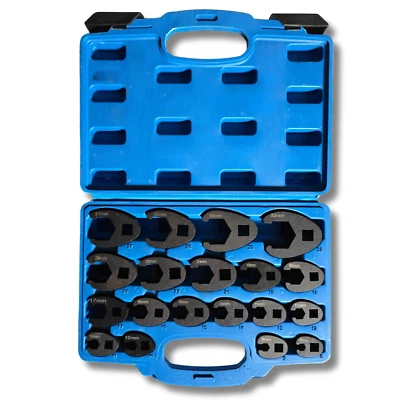 AC TOOLS Juego de Llaves Crowfoot 1/2 y 3/8 Hexagonales Abiertas 8 – 32mm 19pc