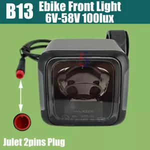 Ebike Highlight Front Light/Rear Light+Julet 2Pin WP Plug 80 /100 Lux 6V-58V LED - Picture 1 of 18