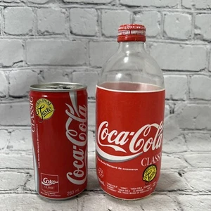 Vintage Coca-Cola Coke Classic Glass Bottle Styrofoam Label & Can - Empty - Picture 1 of 16