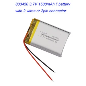 Batería Lipo recargable 3.7V 1500mAh 5.55Wh 803450 JST 2pin conector enchufe - Imagen 1 de 10