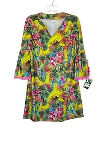 Nuevo con etiquetas Vestido de Verano Patti Biggs Barbara Estampado Tropical Pom Pom Ribete Talla Grande - Imagen 1 de 8