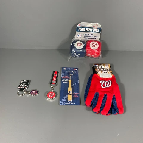 Washington Nationals MLB Ultimate Fan Gift Lot Dice, Gloves, Keychain 2x, Bat Cover