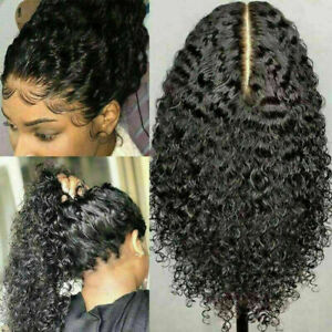100% Human Hair Wig Glueless Pre Plucked 360 Full Frontal Lace Wigs Curly Indian
