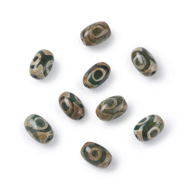 10pc Natural Old Agate Stone Beads Column Loose Tibetan dZi Bead Spacers 20~22mm - Image 1 of 4