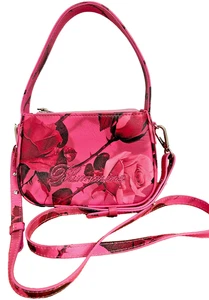 Borsa BLUMARINE St. Rose Napa in pelle con manico superiore/tracolla stampa rosa NUOVA senza etichetta - Foto 1 di 21
