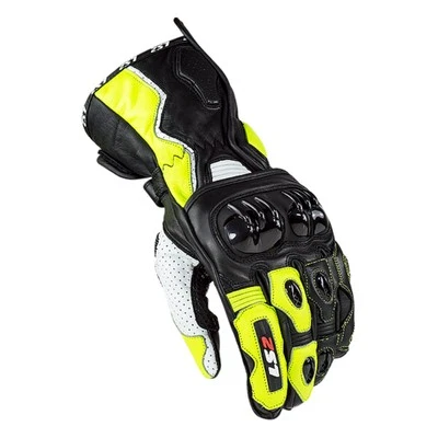 LS2 Swift Mens Leather Motorcycle Gloves Black/Yellow - Image 1 of 4