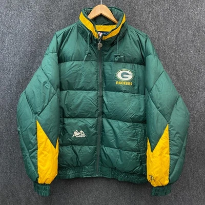 VTG 90s Green Bay Packers Pro Player Mens XL Full Zip Puffer Jacket Lined Hooded - Image 1 of 4