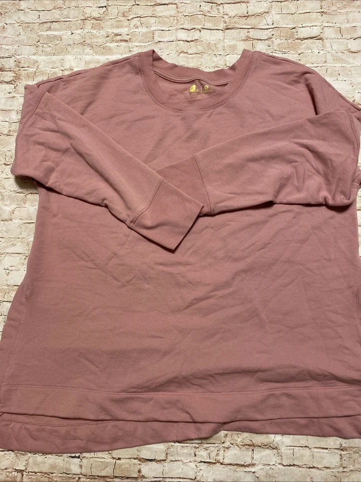 Xersion Dusty Pink Crewneck Tunic Sweatshirt W/ Side Slits XL - Image 1 of 4