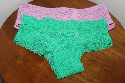 VICTORIA'S SECRET НАХАЛЬНЫЙ НАБОР ИЗ 2 КРУЖЕВА ЦВЕТОЧНЫЙ РОЗОВЫЙ СИРЕНЬ MARDI GRAS ЗЕЛЕНЫЙ РАЗМЕР S - Изображение 1 из 4